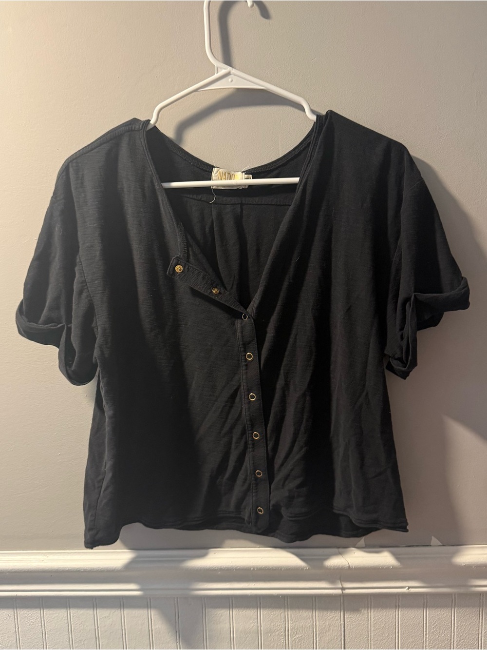 Nation Black Oversized Button up Shirt Large